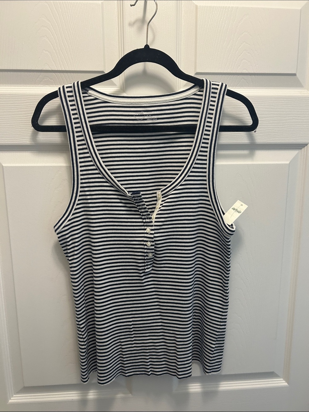Aerie Navy & White Striped Henley Tank